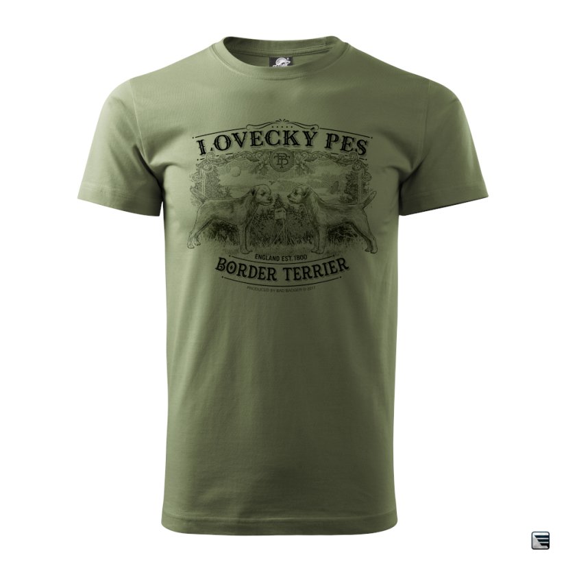 Poľovnícke tričko - Border teriér - Barva: Khaki, Velikost: XXL