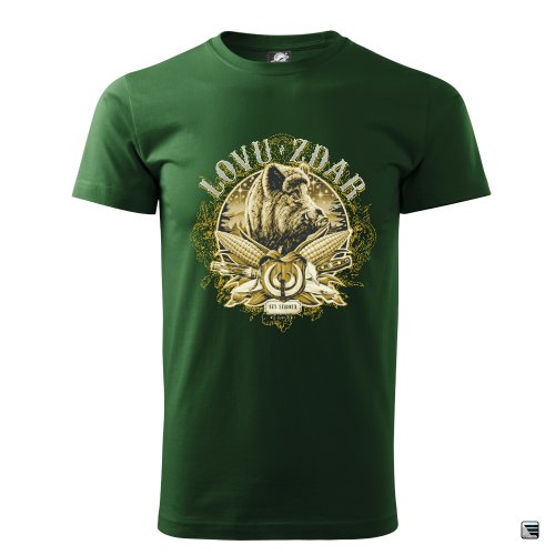 Myslivecké tričko - kanec 1 - zelené - Barva: Zelená, Velikost: XXL