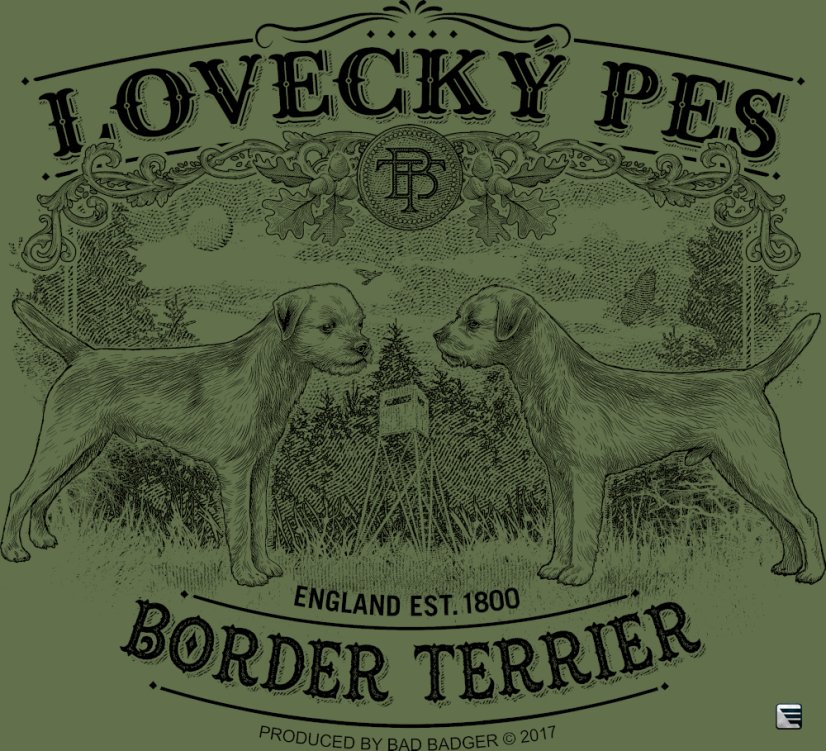 Poľovnícke tričko - Border teriér - Barva: Khaki, Velikost: XXL