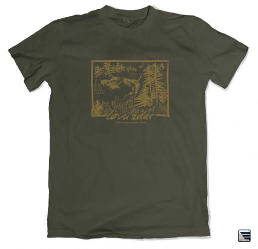 Myslivecké tričko - kanec 4 - větřící - Barva: Zelená Military, Velikost: 4XL